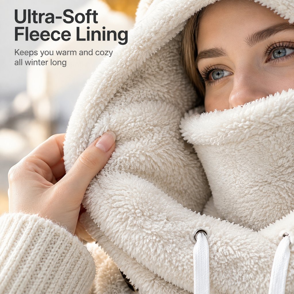 Damen-Fleece-Winterradmaske und -mütze mit Kapuze für kaltes Wetter (Modelljahr 2026)