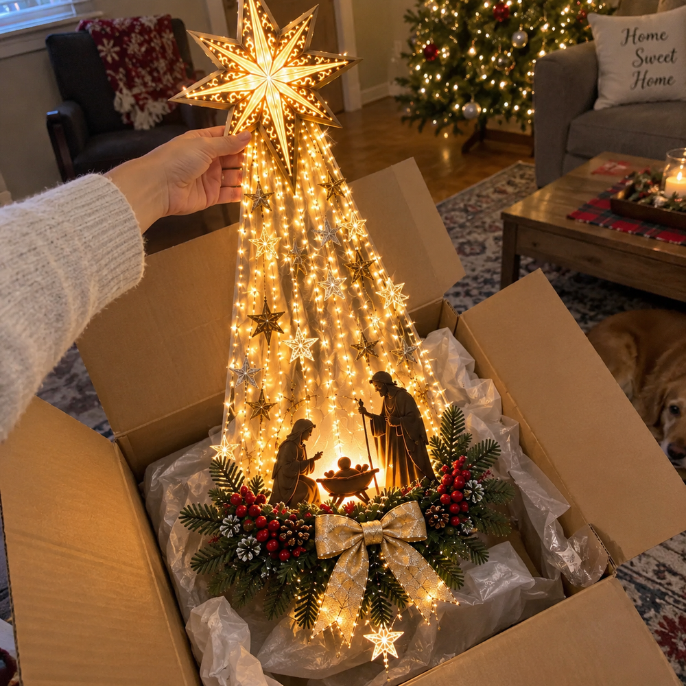 Customer unboxing Bethlehem Star Christmas decoration
