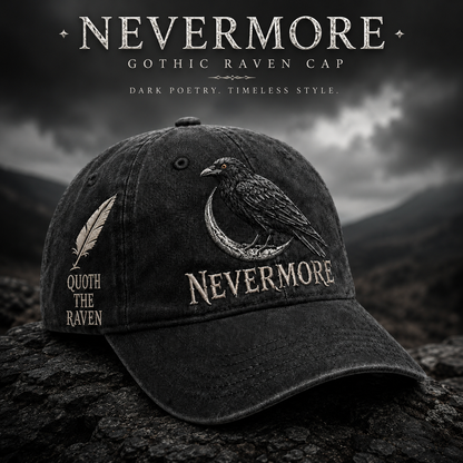 ⬛🐦Nevermore Raven Vintage Cap | Gothic Bird Lover Hat