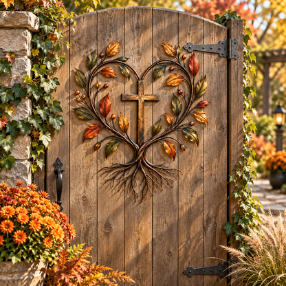 ✝️🍂 Faith & Harvest Tree Wall Art – Rustic Autumn Christian Metal Decor🎁