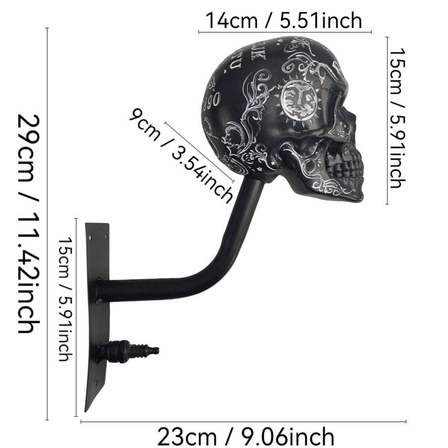 💀Skull Motorcycle Helmet Holder – Punk Skull Wall Mount Rack for Helmets, Jackets & Garage Decor