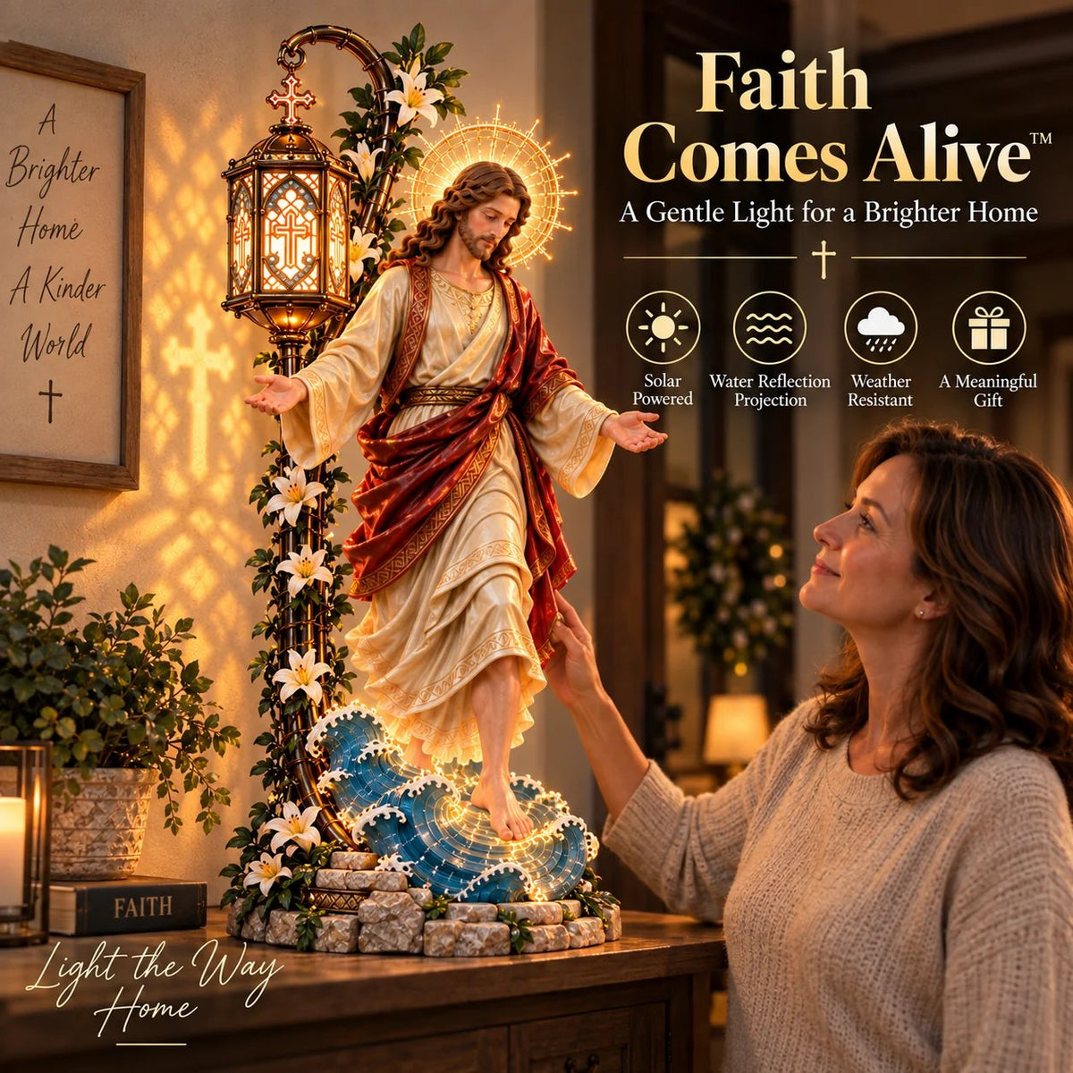 ✨✝️✨ Walk by Faith Jesus Reflection Light – Walking on Water Christian Decor
