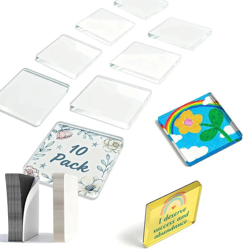 10 Pack 2'x2' Clear Acrylic DIY Fridge Magnets Set with Adhesive Backing – Square Magnetic Photo Frames💕