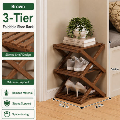 🔥Buy 2 Get 20% OFF🔥Foldable Bamboo Accordion Shoe Rack