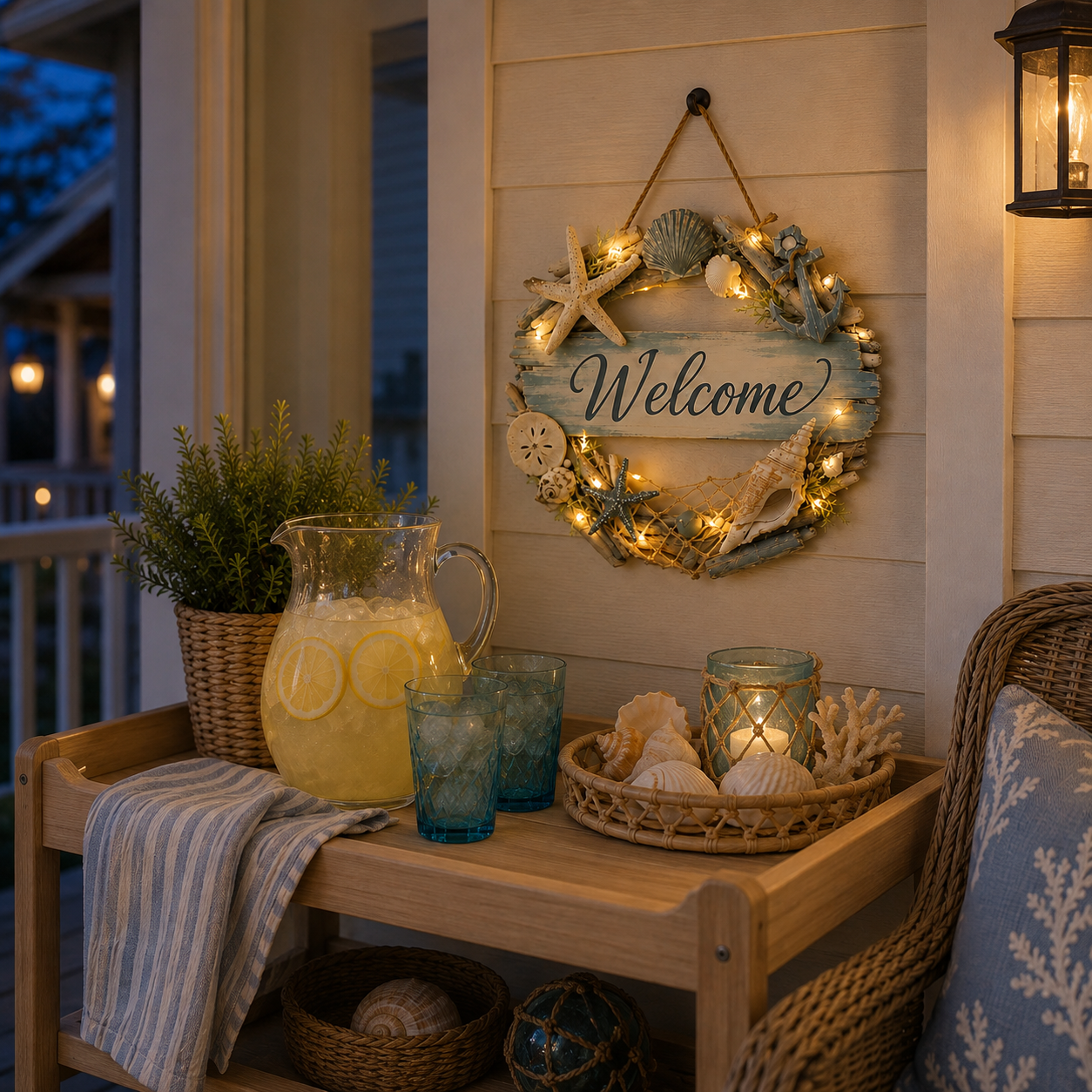 Lighted Coastal Welcome Sign
