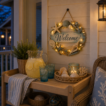Lighted Coastal Welcome Sign