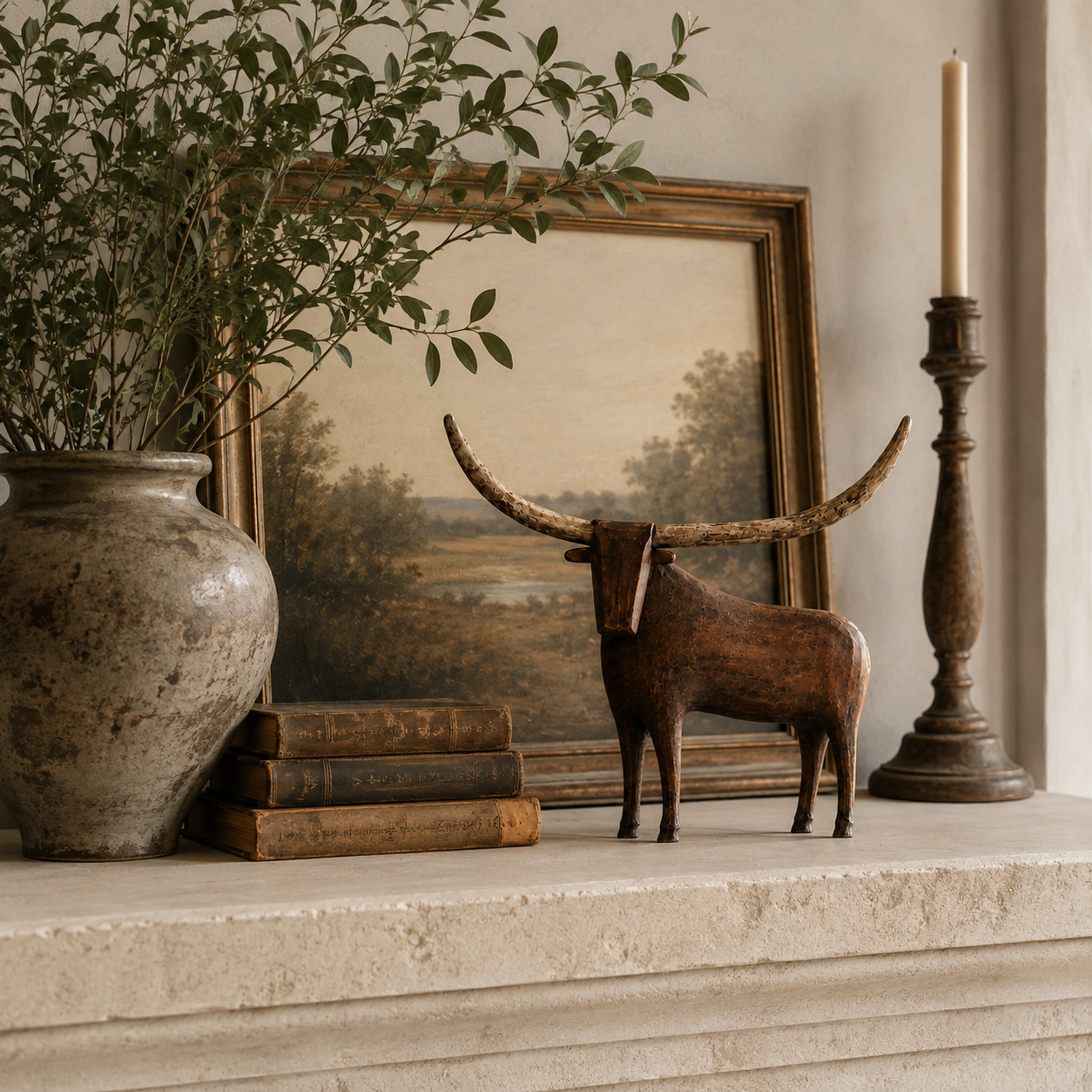 🐂Vintage Longhorn Bull Sculpture