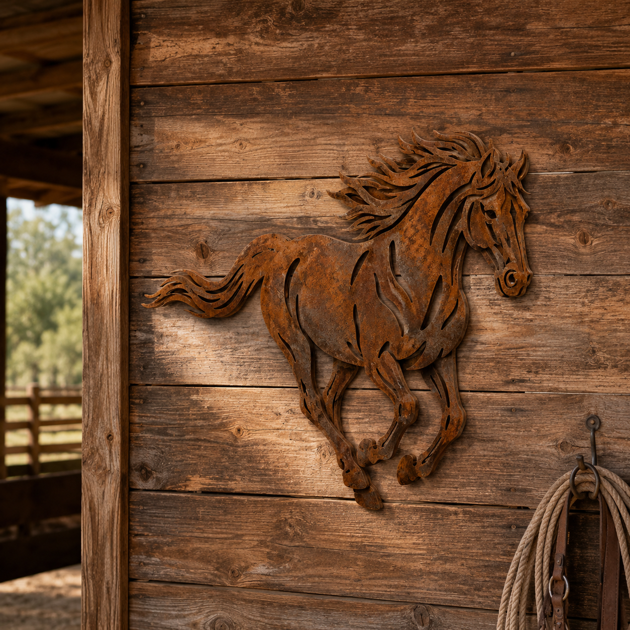 Rustic Running Horse Metal Wall Decor