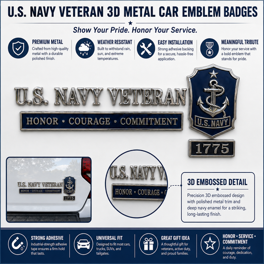 🇺🇸 Last Day Promo: 49% OFF -🎖️U.S. Military Veteran Car Emblem Metal Badge Collection