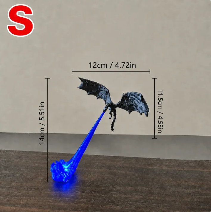 🐉3D Fire-Breathing Dragon LED Display – Fantasy Bookshelf Decor with Glowing Flame