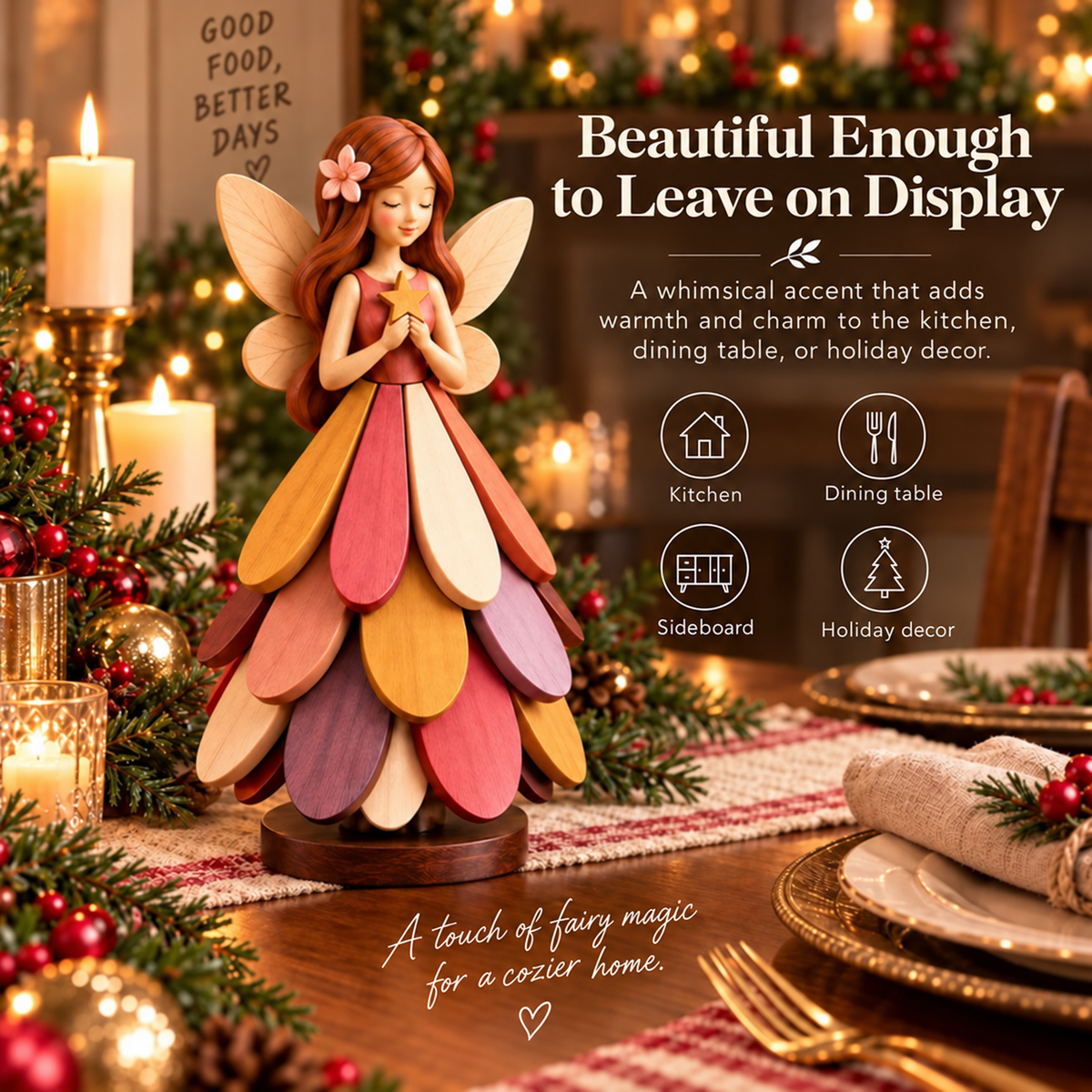 🧚 Fairy Bloom Trivet – Foldable Fairy Decor & Heat-Resistant Table Protector