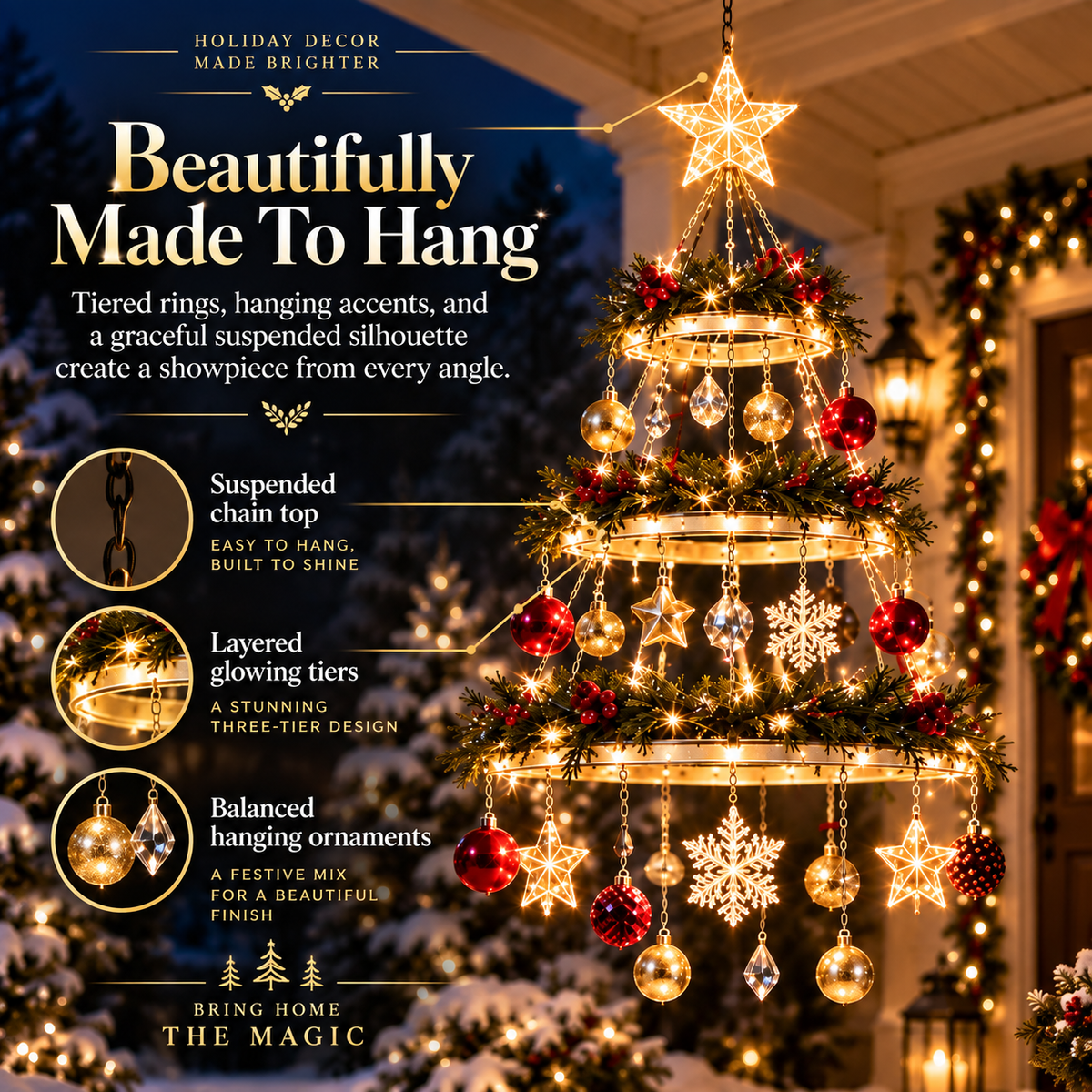 ✨ Holiday Hanging Light – Illuminated Christmas Garden & Porch Décor