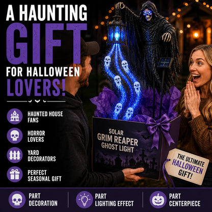 💀🔵 Solar Grim Reaper Yard Stake Light — Summon a Haunting Glow to Your Halloween Yard! 👻🏮