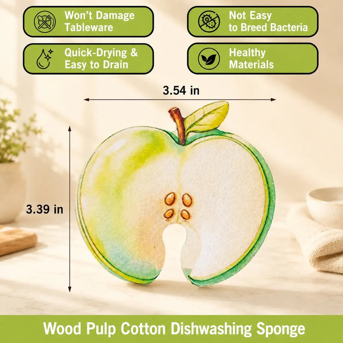 🍋🧽 Fruit Pop-Up Cleaning Sponges – 3-Piece Cellulose Kitchen Cleaning Set