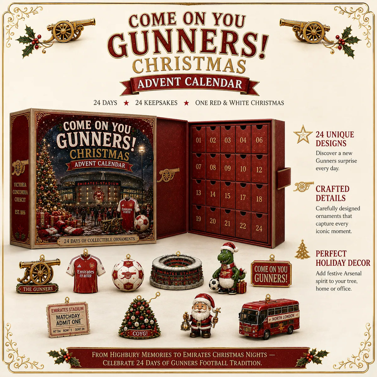 ⚽🔴 24 Days of Red & White Glory – North London Football Christmas Collector Countdown