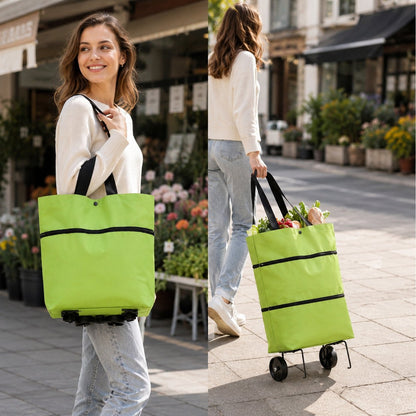 🛒 2-in-1 Foldable Shopping Trolley Bag with Wheels