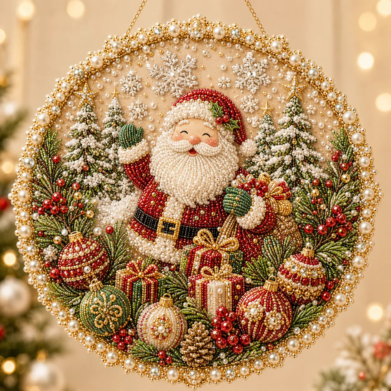 🌸🌻🍂🎄 LAST DAY 49% OFF – ✨ Four Seasons & Holiday Pearl Art Hanging Wreath Kit | Luxury Flocked Canvas with Scratch-Resistant Non-Fading Pearl Beads DIY Handmade Seasonal Decor 💎
