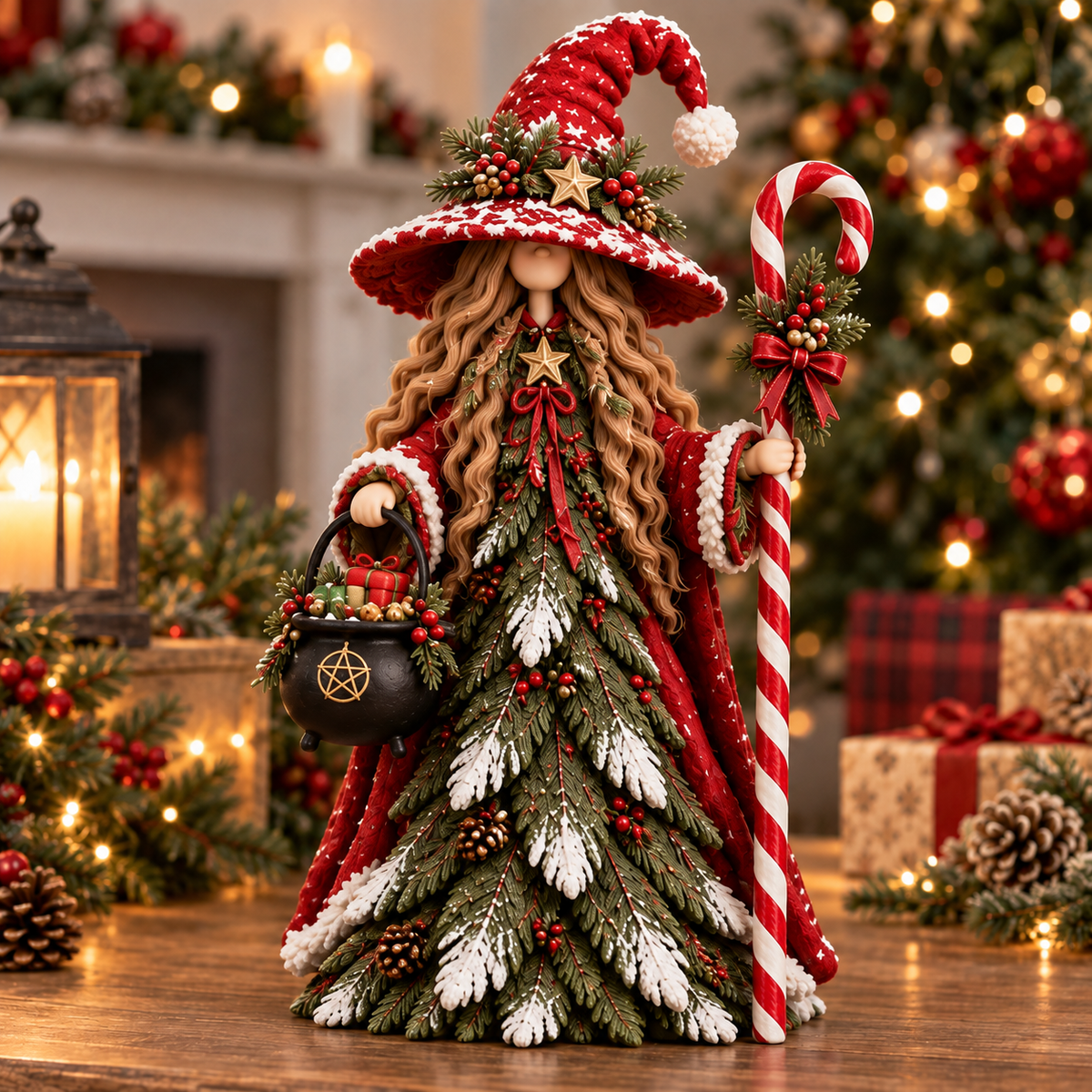 🎄 Christmas Enchanted Trio – Santa, Snowman & Holiday Witch Figurine Set