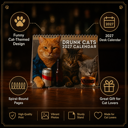 🔥Last Day 50% OFF 🍺🐱Drunk Cats 2027 Calendar