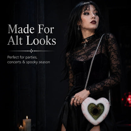 Gothic Heart Eye Crossbody Bag – Chain Statement Purse