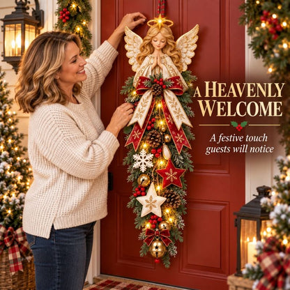 🎉 49% OFF✨👼 Lighted Angel Christmas Door Swag – A Heavenly Holiday Welcome