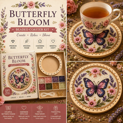 🧵💖 DIY Handmade Floral Beaded Coaster Kit – Relax, Create & Decorate Your Home