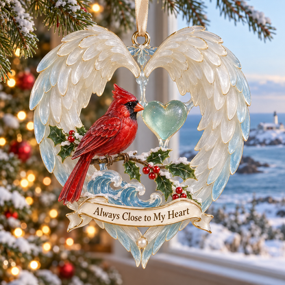 Cardinal & Angel Wing Memorial Ornaments