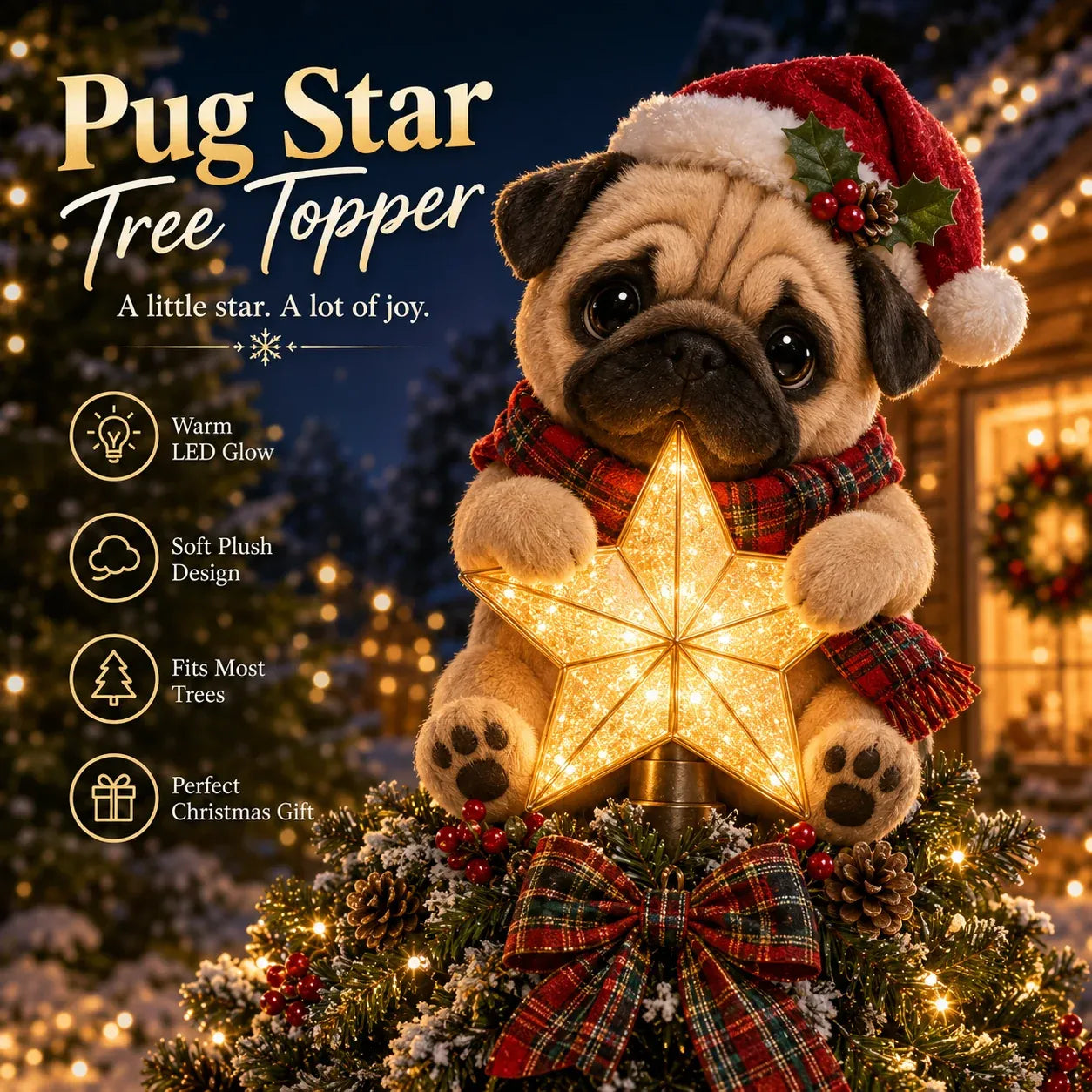 🐶✨ Cheerful Puppy Christmas Tree Topper