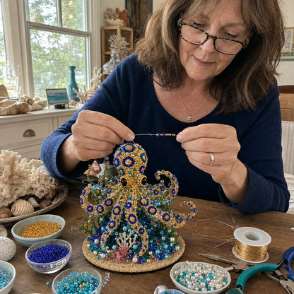 🔥 LAST DAY 49% OFF – 🌊 Ocean Sparkle Animal Craft Kit | Create a Dimensional Underwater Centerpiece with Colorful Beads, Pearls & Coastal Details 🐚✨
