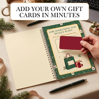 🎁🎅 Merry Christmas Gift Card Book – 14 Festive Pages, Holds Up to 22 Gift Cards