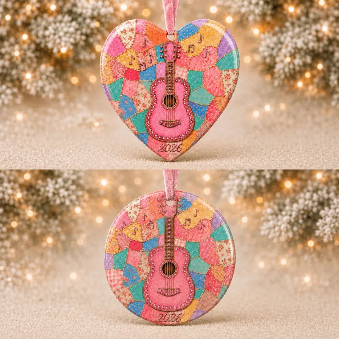🎁Last Day 50% OFF - Pink Guitar Memorial Heart Ornament