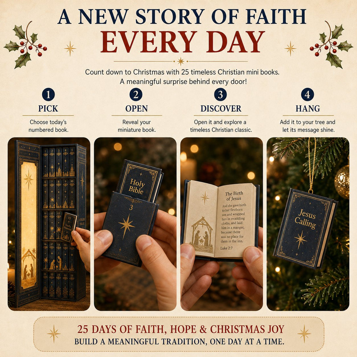 🎁Last Day 49% OFF-✦ 📖 25-Day Christian Mini Book Advent Calendar 🎄 ✦