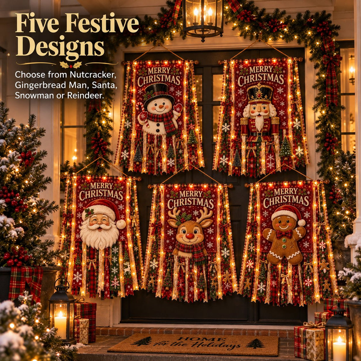 🎄 Beleuchteter Weihnachts-Türbanner – 68,6 × 127 cm, festliche Weihnachtsdekoration für Türen