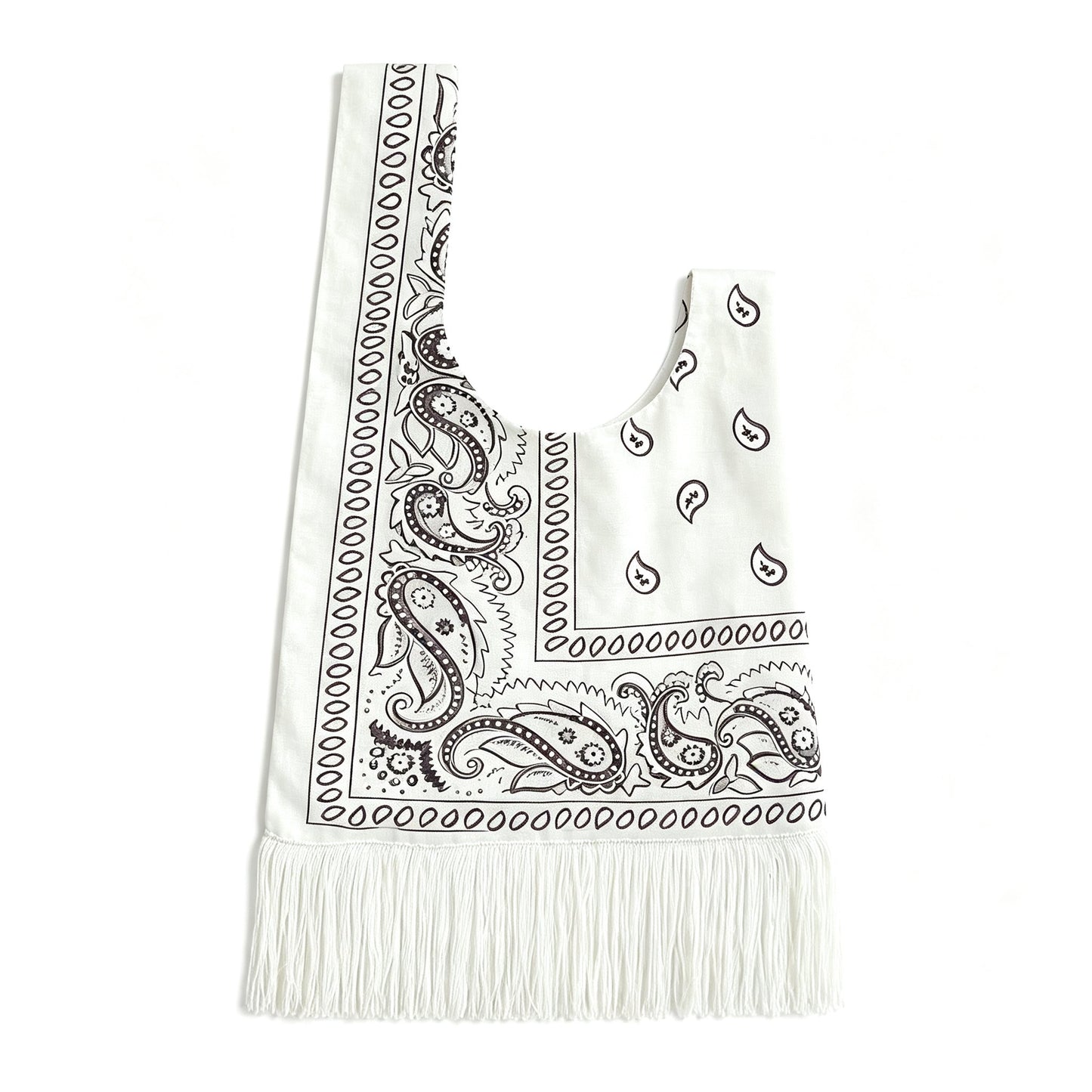 Boho Paisley Bandana Tassel Tote Bag