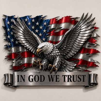 🦅🇺🇸 Faith & Freedom Eagle Flag Wall Art – Patriotic American Home Accent