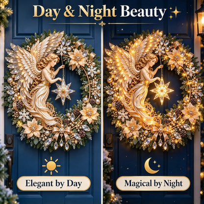 ✨ „Heavenly Angel“-Weihnachtskranz – Beleuchtete Türdekoration für die Feiertage ✨