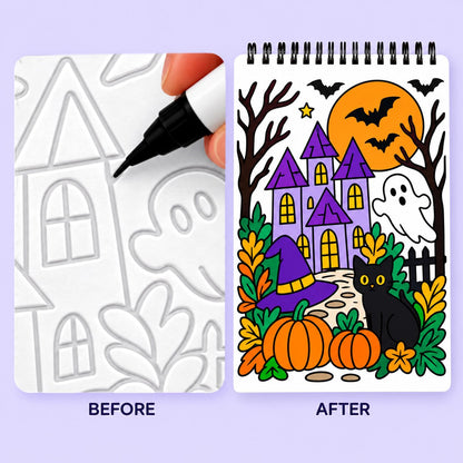 🌿 Trace-By-Groove Guided Flow Art Coloring Pad with Double-Sided Markers 🎨