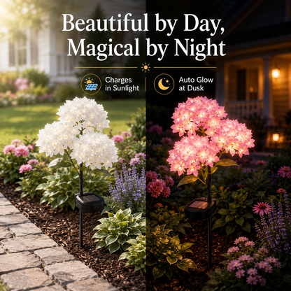 Waterproof Outdoor Solar-Powered Hydrangea Garden Light