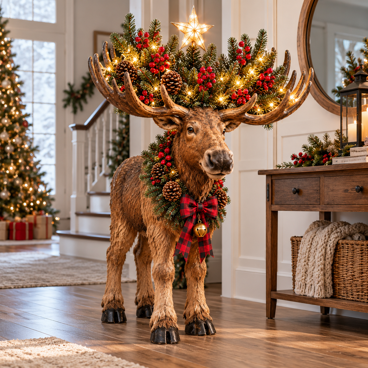 🎄 Woodland Christmas Moose – Lighted Holiday Decor