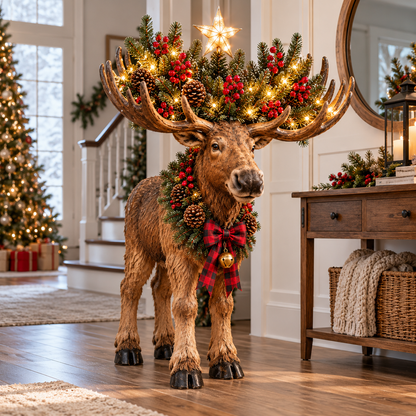 🎄 Woodland Christmas Moose – Lighted Holiday Decor