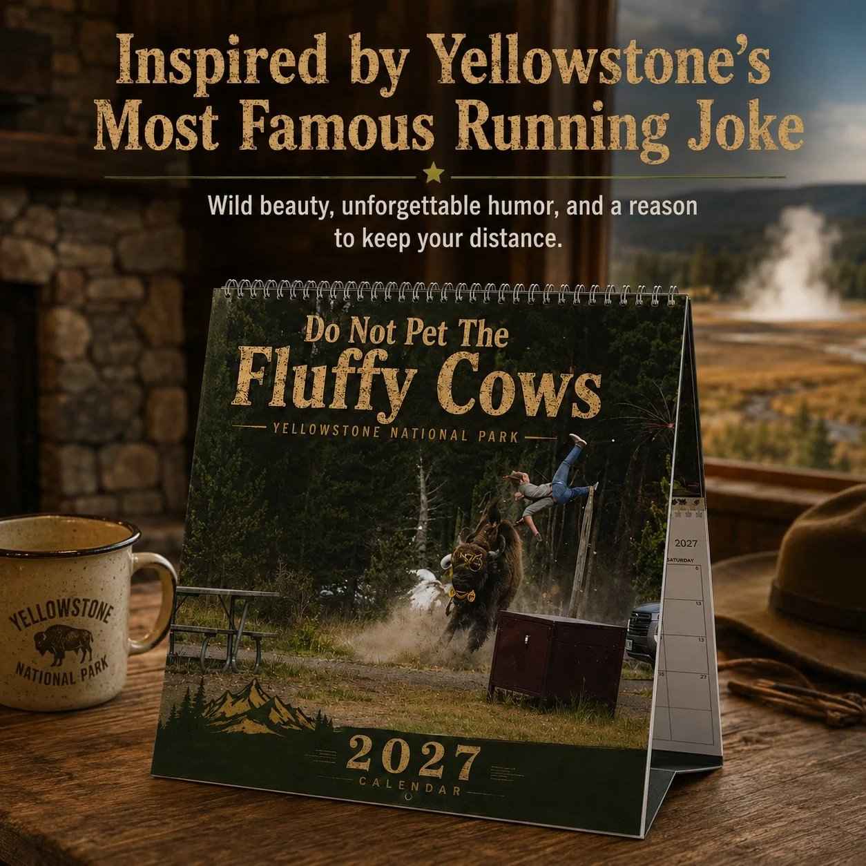 "Do Not Pet The Fluffy Cows" 🏞️ Bison Yellowstone National Park 2027 Wall Calendar