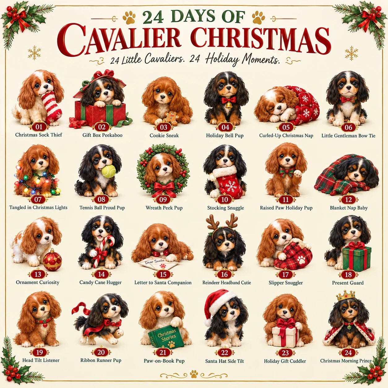 ⏰Limited Stock 50% OFF -🐶 24 Days of Cavalier Christmas Advent Calendar 2026 – 24 Collectible Cavalier Surprises