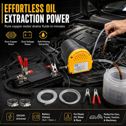 🔧 12V/24V Electric Oil Transfer Pump – Self-Priming Fluid Extractor ⚡