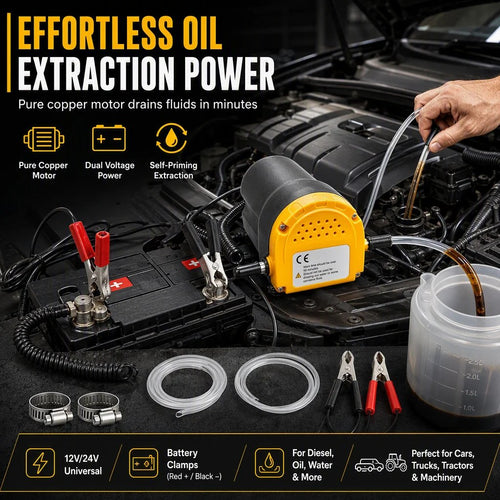 🔧 12V/24V Electric Oil Transfer Pump – Self-Priming Fluid Extractor ⚡