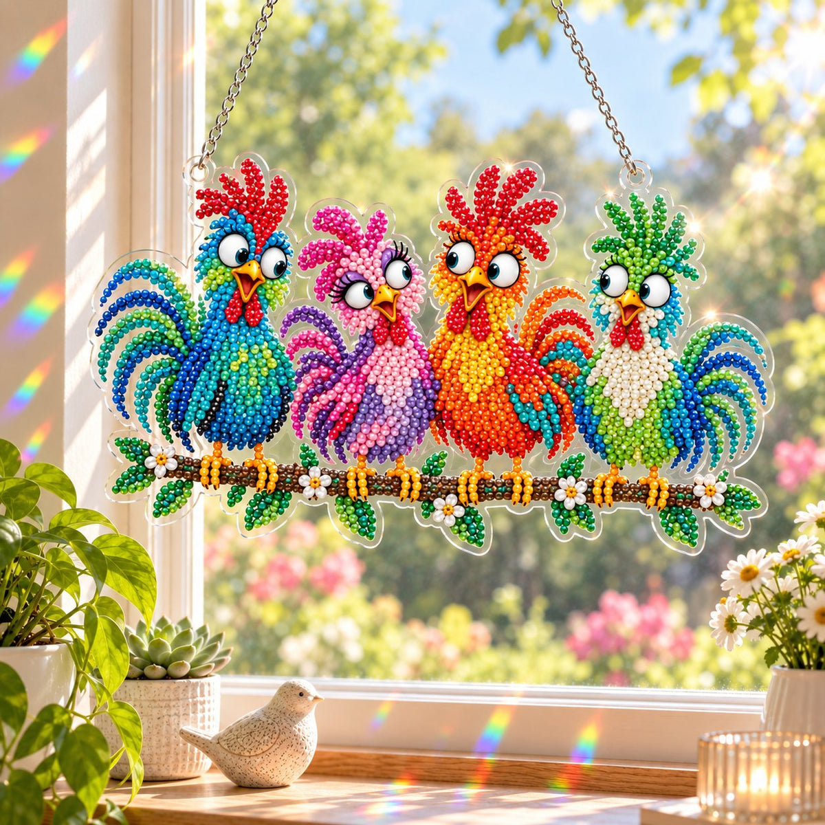 🔥Last Day 50% OFF - 🐦✨ Sunny Birds Diamond Art Suncatcher DIY Kit