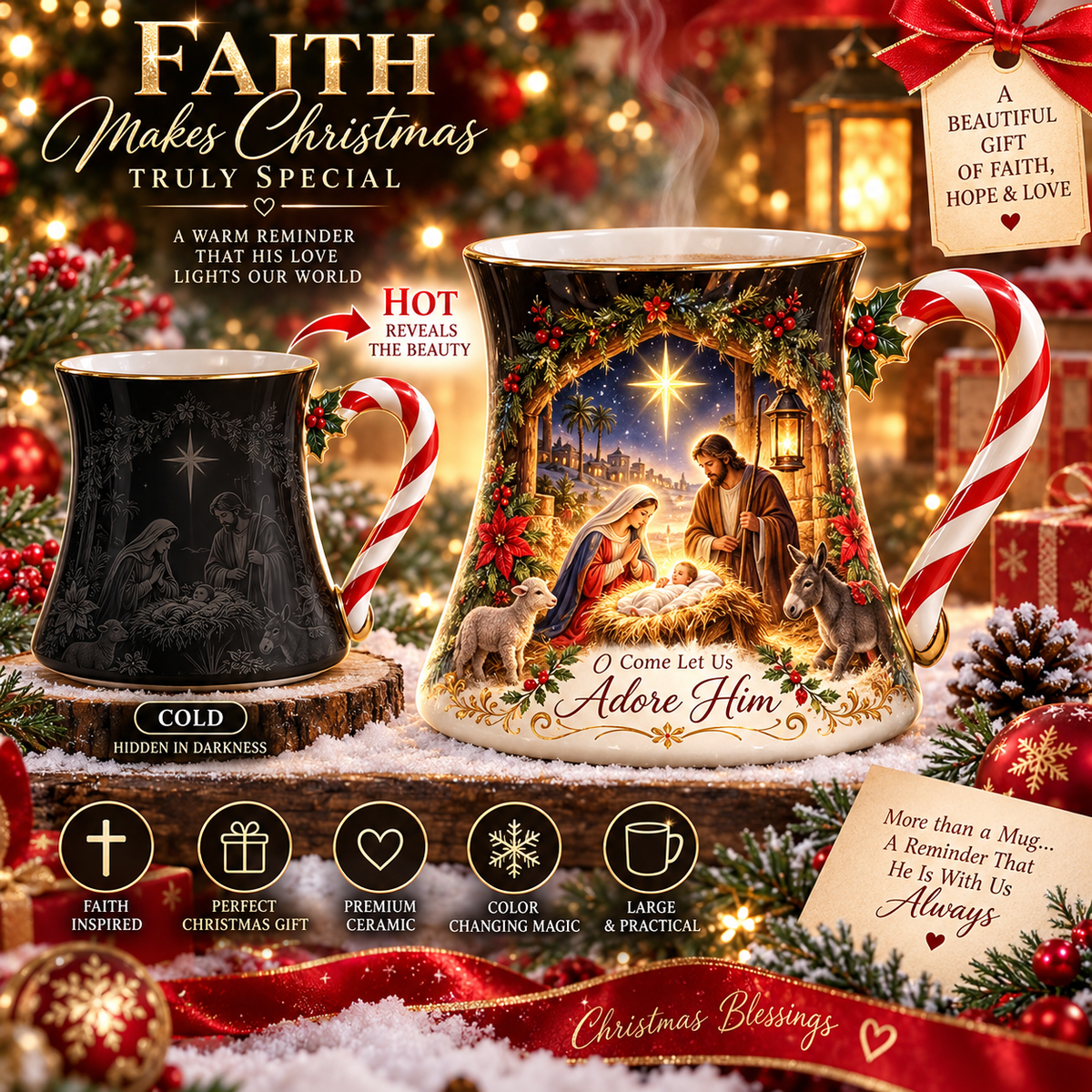 🎄Christmas Magic Color-Changing Mug – Heat Reveal Holiday Gift ✨
