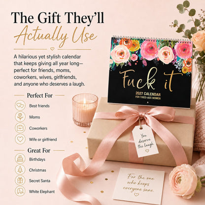 🌸😂 2027 Zero-F*cks Floral Wall Calendar – 12 Months of Sarcasm, Chaos & Pretty Flowers