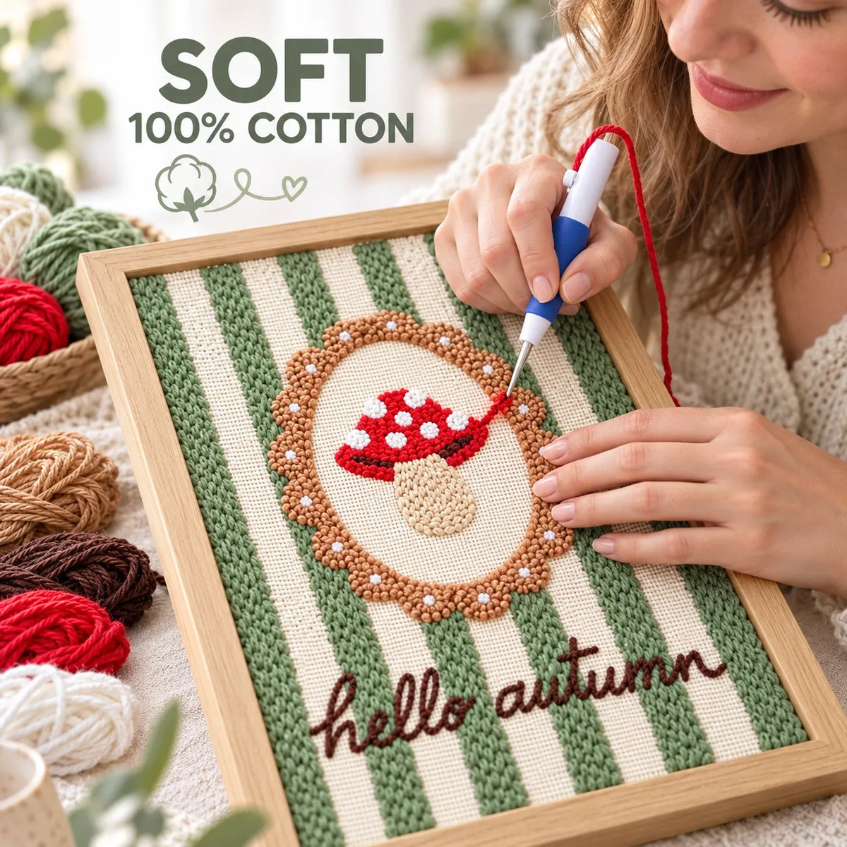 🔥Last Day 50% OFF - 🧵🍄Autumn Mushroom Punch Needle Kit