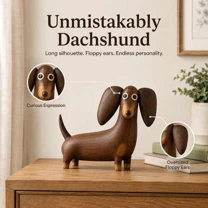💯💡Whimsical Wood-Look Dachshund Sculpture