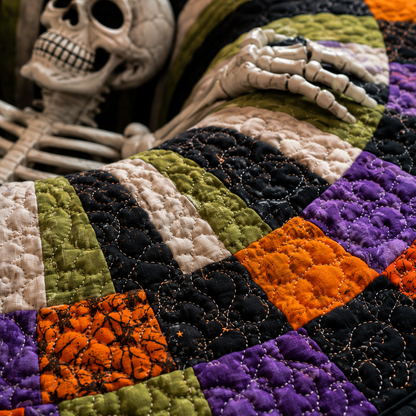 🎄👻 ✨ 60,000+ Sold — 3D Skeleton Vortex Quilted Round Halloween Rug